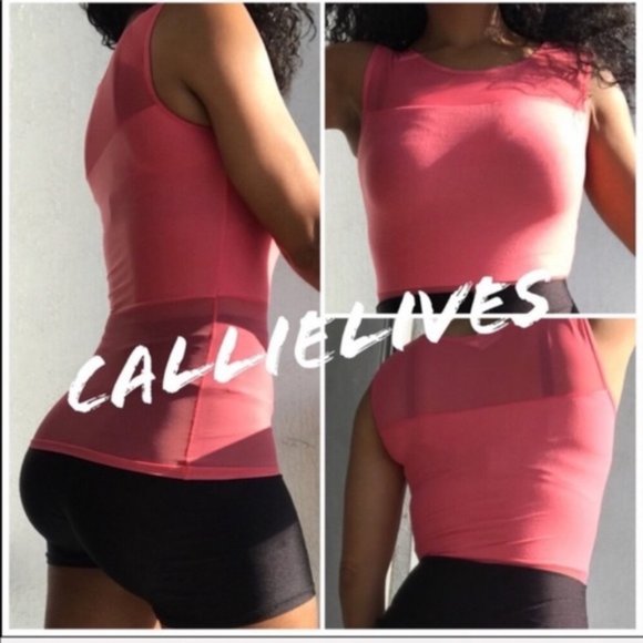 Stasia Coral Pop: Pink Sheer Sleeveless Ta… - Picture 3 of 3